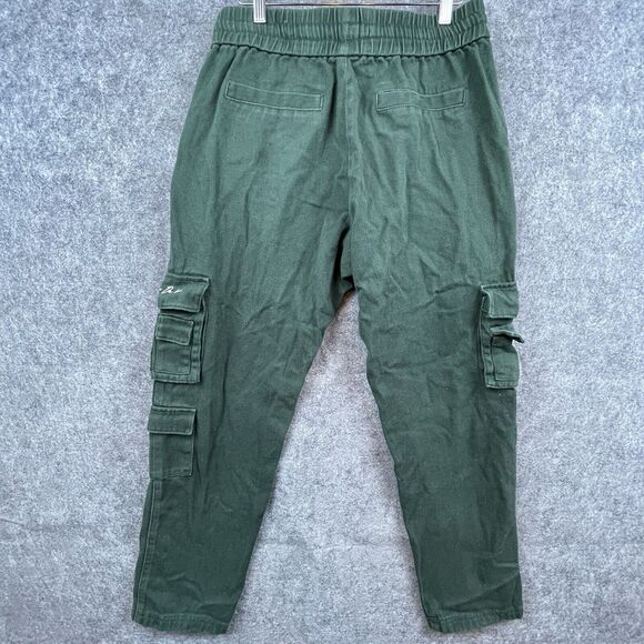 Maniere De Voir Jeans Mens Medium Green Cargo Pants Drawstring Outdoors Earthy - Picture 3 of 10